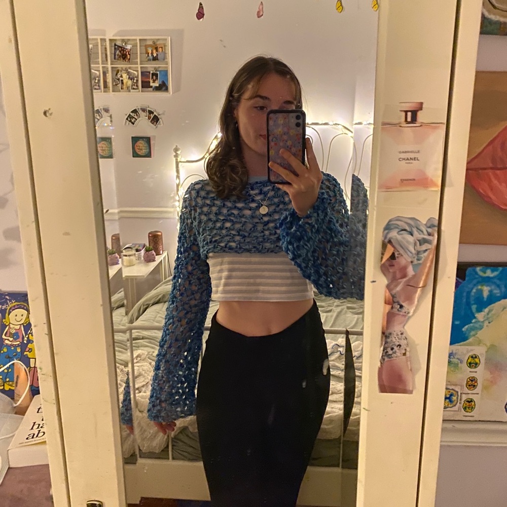 Custom crochet cropped sweater!!!!!